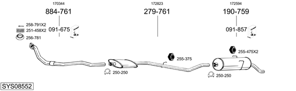 Sistema de gases de escape Peugeot 205 II