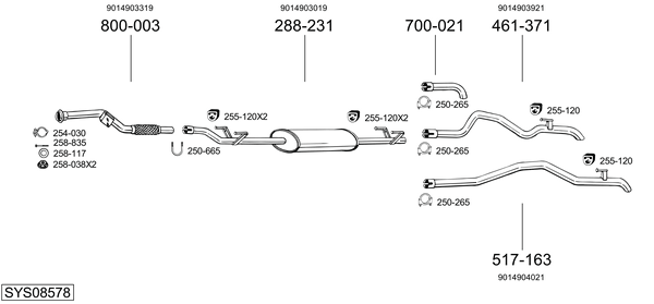 Sistema de gases de escape Mercedes-Benz SPRINTER 2-t Platform/Chassis