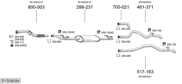Sistema de gases de escape Mercedes-Benz SPRINTER 2-t Platform/Chassis