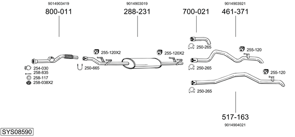Sistema de gases de escape Mercedes-Benz SPRINTER 2-t Platform/Chassis
