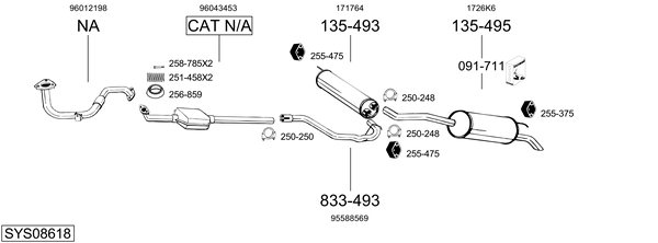 Sistema de gases de escape Citroën BX