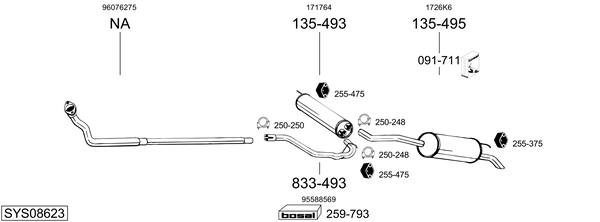 Sistema de gases de escape Citroën BX
