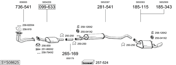 Sistema de gases de escape Opel TIGRA