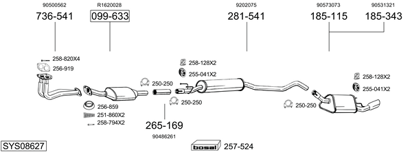 Sistema de gases de escape Vauxhall TIGRA Mk I