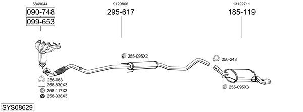 Sistema de gases de escape Vauxhall TIGRA TwinTop