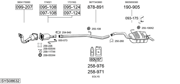 Sistema de gases de escape Peugeot 807 Van