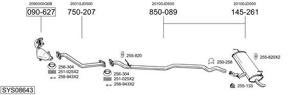 Sistema de gases de escape Nissan QASHQAI I