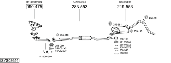 Sistema de gases de escape Suzuki WAGON R+