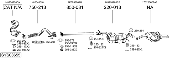 Sistema de gases de escape Skoda OCTAVIA II Combi