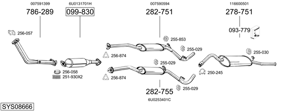 Sistema de gases de escape Skoda FAVORIT Forman