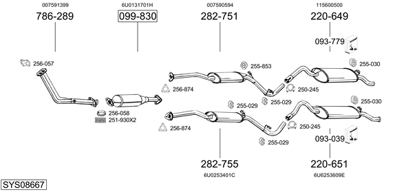 Sistema de gases de escape Skoda FAVORIT