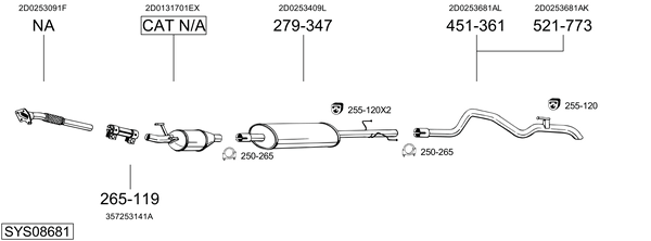 Sistema de gases de escape Vw LT 28-35 II Bus
