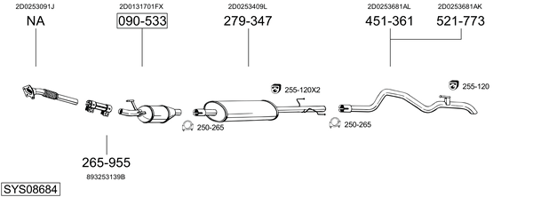 Sistema de gases de escape Vw LT 28-35 II Bus