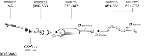 Sistema de gases de escape Vw LT 28-35 II Bus