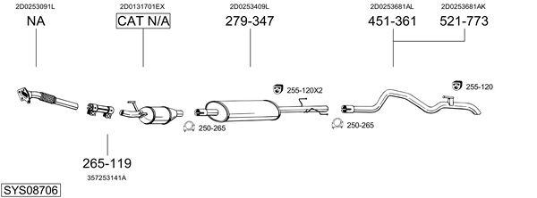 Sistema de gases de escape Vw LT 28-46 II Platform/Chassis