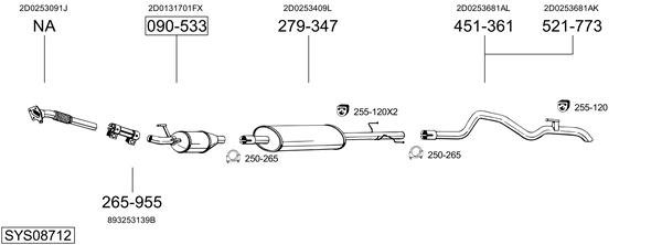 Sistema de gases de escape Vw LT 28-46 II Van