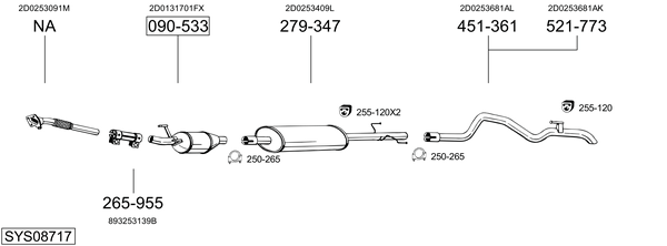 Sistema de gases de escape Vw LT 28-46 II Van