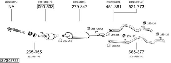 Sistema de gases de escape Vw LT 28-35 II Bus