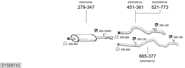 Sistema de gases de escape Vw LT 28-46 II Platform/Chassis