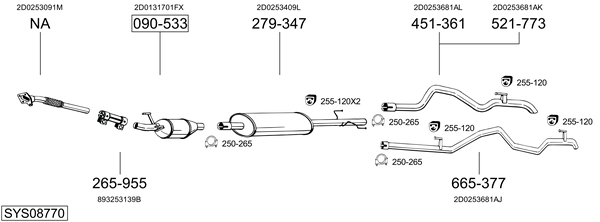 Sistema de gases de escape Vw LT 28-46 II Van