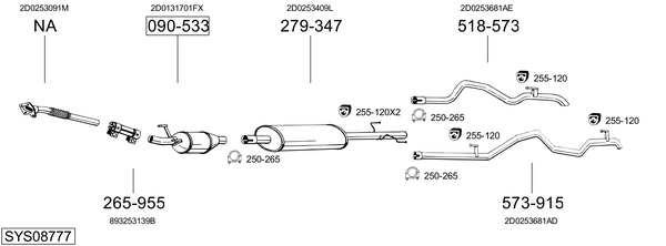Sistema de gases de escape Vw LT 28-46 II Platform/Chassis