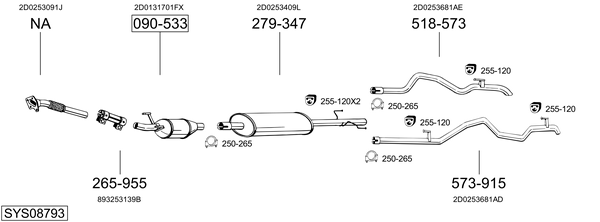 Sistema de gases de escape Vw LT 28-46 II Van