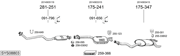 Sistema de gases de escape Mercedes-Benz 190