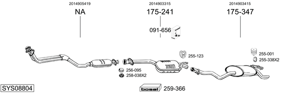 Sistema de gases de escape Mercedes-Benz 190