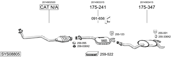 Sistema de gases de escape Mercedes-Benz 190