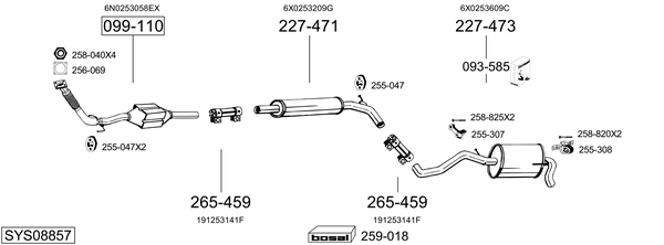 Sistema de gases de escape Seat AROSA