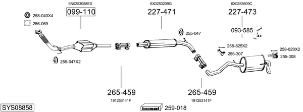 Sistema de gases de escape Vw LUPO I