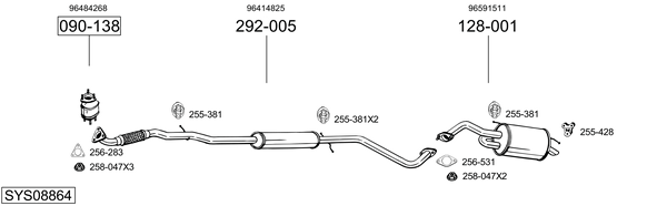 Sistema de gases de escape Chevrolet MATIZ
