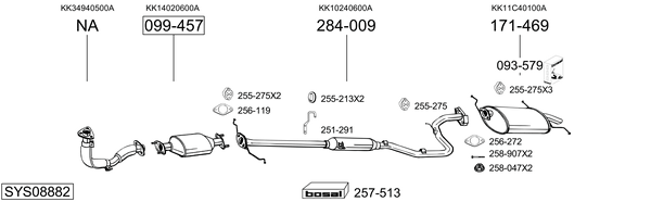 Sistema de gases de escape Kia PRIDE
