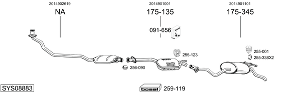 Sistema de gases de escape Mercedes-Benz 190