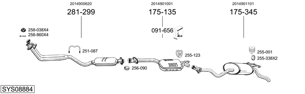 Sistema de gases de escape Mercedes-Benz 190
