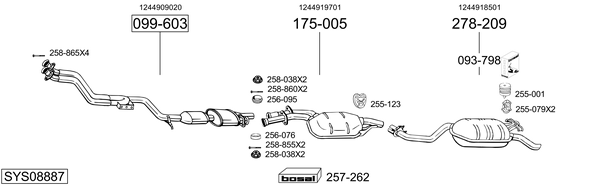 Sistema de gases de escape Mercedes-Benz 124 Saloon
