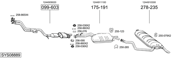Sistema de gases de escape Mercedes-Benz 124 T-Model