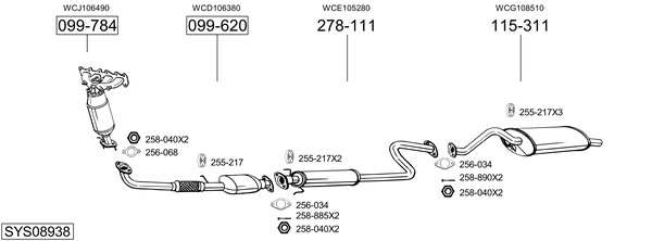 Sistema de gases de escape Rover 25 I Hatchback