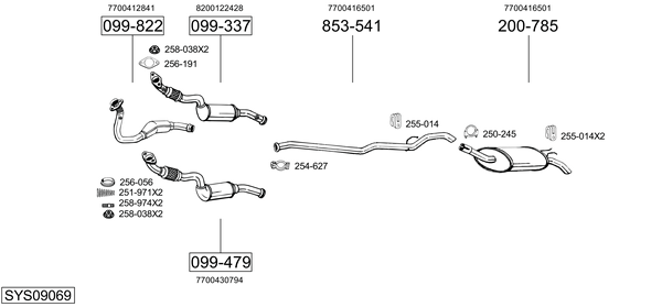 Sistema de gases de escape Renault TWINGO I