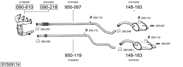Sistema de gases de escape Fiat 500 C