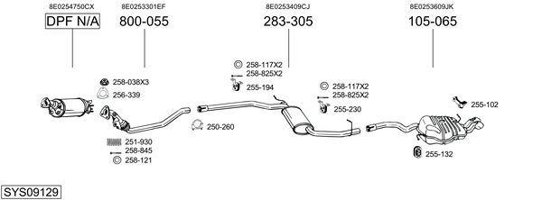 Sistema de gases de escape Audi A4 B7