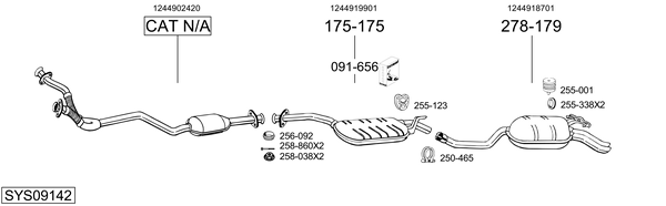 Sistema de gases de escape Mercedes-Benz 124 Saloon