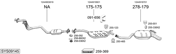 Sistema de gases de escape Mercedes-Benz 124 Saloon