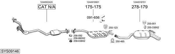 Sistema de gases de escape Mercedes-Benz 124 Saloon