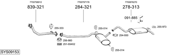 Sistema de gases de escape Renault 21 Saloon