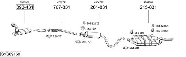 Sistema de gases de escape Saab 9-3