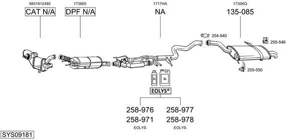 Sistema de gases de escape Peugeot 5008