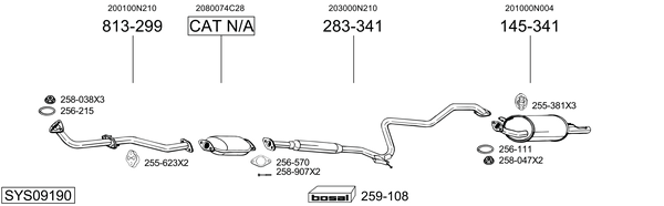 Sistema de gases de escape Nissan ALMERA I