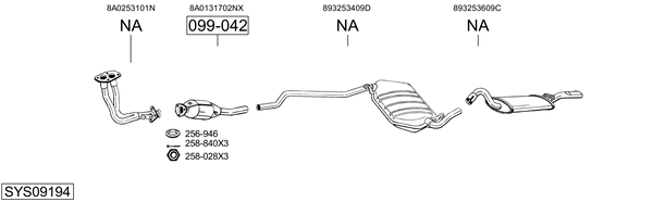Sistema de gases de escape Audi 90 B3