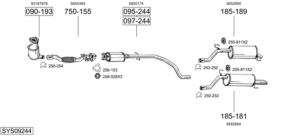 Sistema de gases de escape Opel CORSA D Hatchback Van